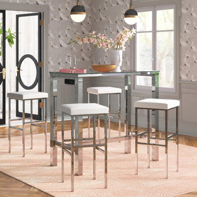 Alcott Hill Palmateer 4 Person Counter Height Solid Wood Dining Set Wayfair